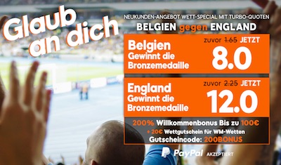 WM: 888sport Quotenboost zum Spiel um Platz 3