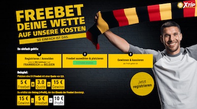 XTip Freebet zu Frankreich-Belgien geschenkt