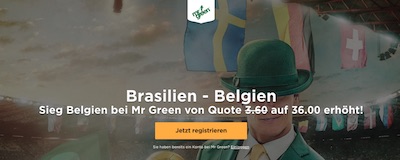 Brasilien gegen Belgien Quotenboost bei Mr. Green