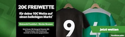 Frankfurt - Bremen: 20€ bei Betway kassieren