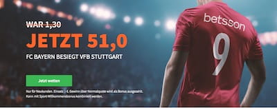 Bayern gegen Stuttgart Quotenboost bei Betsson