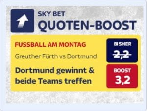 Skybet Quotenboost zu Greuther Fürth gegen Borussia Dortmund