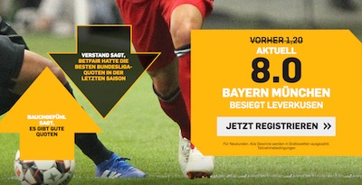 Betfair Quotenaktion zu Bayern vs. Leverkusen