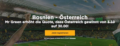 MrGreen mit Quoten Aktion zu Bosnien-Österreich