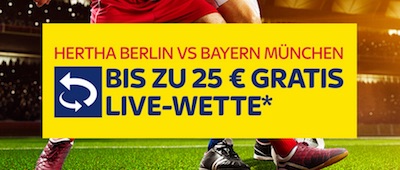 Live Gratiswette zu Hertha-Bayern bei SkyBet verfügbar!