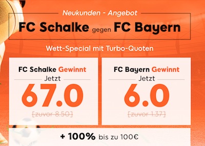Schalke 04 gegen Bayern München Quotenboost bei 888sport