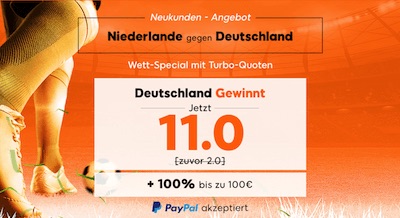 Quote 11.0 auf Deutschland gewinnt bei 888sport
