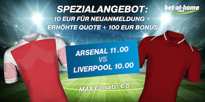 Bet-at-home mit erhöhter Quote zum PL-Topmatch Arsenal - Liverpool