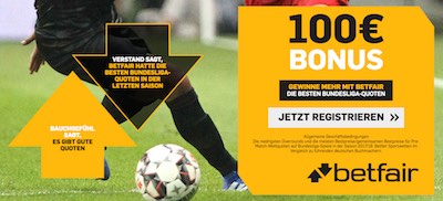 Betfair Bonus für Neukunden - 100€ Gratiswette