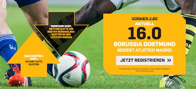 Betfair mit Quotenboost auf Dortmund besiegt Atletico