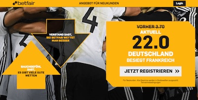 Topquote von Betfair zu Frankreich vs Deutschland