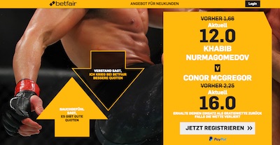 Betfair erhöht die Quoten auf Khabib vs McGregor