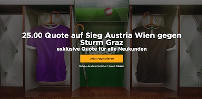 Quote 25.0 auf Austria besiegt Sturm bei MrGreen