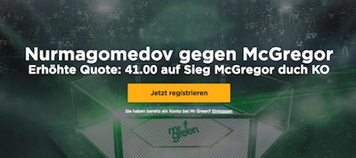 Mr Green erhöht die Quote auf McGregor