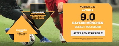 Bayern gegen Wolfsburg Quotenboost bei Betfair