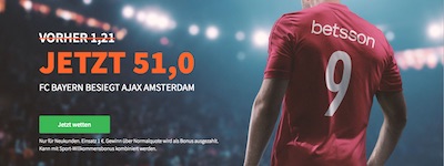Betsson Quotenboost zu Bayern gegen Ajax 