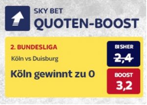 1. FC Köln gegen Duisburg Skybet Quotenboost