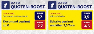Skybet Quotenboosts zur 2. DFB Pokalrunde