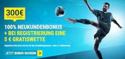 Sportwetten.de Bonus für Neukunden - exklusiv bis zu 300 Euro