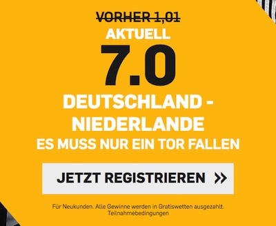 Deutschland-Holland: 7.0 auf mehr als 0,5 Tore