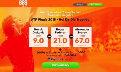 888sport: Top Quoten auf Djokovic/Federer/Zverev