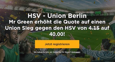 Mr Green erhöht die Quote auf HSV vs Union Berlin