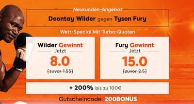 888sport: 8.0 auf Wilder, 15.0 auf Fury