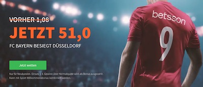 Bayern München gegen Fortuna Düsseldorf Quotenboost bei Betsson