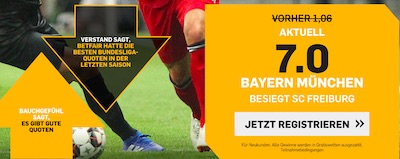 Bayern München gegen Freiburg Quotenboost bei Betfair