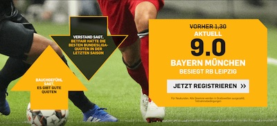 Bundesliga bei Betfair: 9.0 auf Bayern besiegt Leipzig