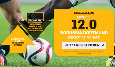 Betfair Quotenboost für Monaco vs Dortmund