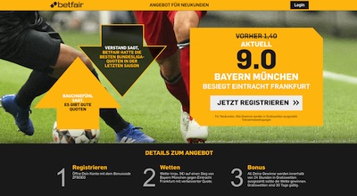 9er-Quote auf Bayern gewinnt in Frankfurt bei Betfair
