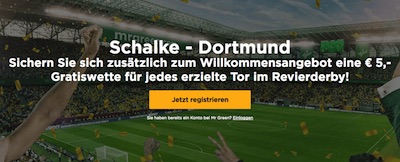 Kassiere MrGreen-Guthaben für jedes Tor beim Revierderby
