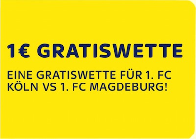 1€ zu Köln vs Magdeburg geschenkt (SkyBet)