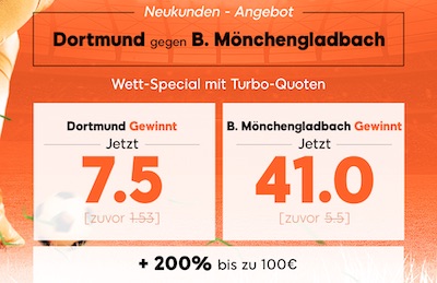 BVB gegen Gladbach Quotenboost bei 888sport