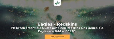 Eagles vs. Redskins Mr. Green Quotenboost