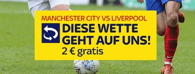 2€ von SkyBet für Manchester City-Liverpool geschenkt