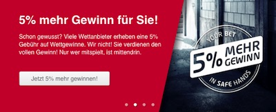 5% mehr Gewinn, weil Tipico deine Wettsteuer zahlt