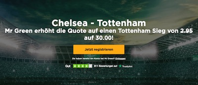 Mr Green Odds Boost zu Chelsea-Tottenham