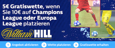 William Hill Champions League Europa Gratiswette