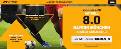 Bayern-Schalke bei Betfair: 8er-Quote auf den FCB
