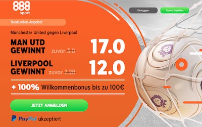 Manchester United vs. Liverpool Quotenboost bei 888sport