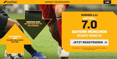 7.0! Top Quote auf Bayern schlägt Mainz bei Betfair