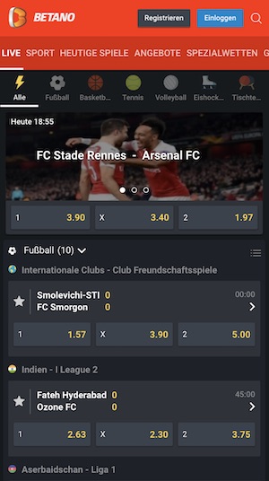 Betano Sportwetten App Screenshot