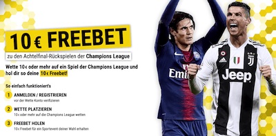 Champions League Achtelfinale: 10€ von Cashpoint zu den Rückspielen