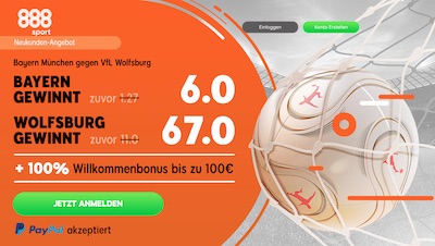 Bayern vs. Wolfsburg Quotenboost bei 888sport