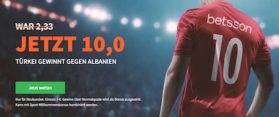 Betsson Quotenboost zu Albanien - Türkei