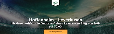Mr. Green Quotenboost zu Hoffenheim vs. Leverkusen