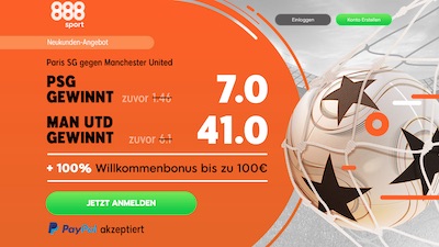 888sport Quotenboost zu Paris Saint-Germain gegen Manchester United