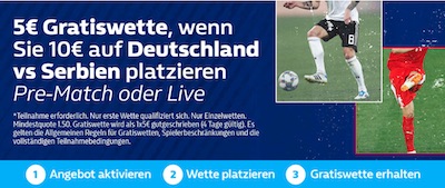 William Hill Gratiswette zu Deutschland - Serbien am 20.3.2019